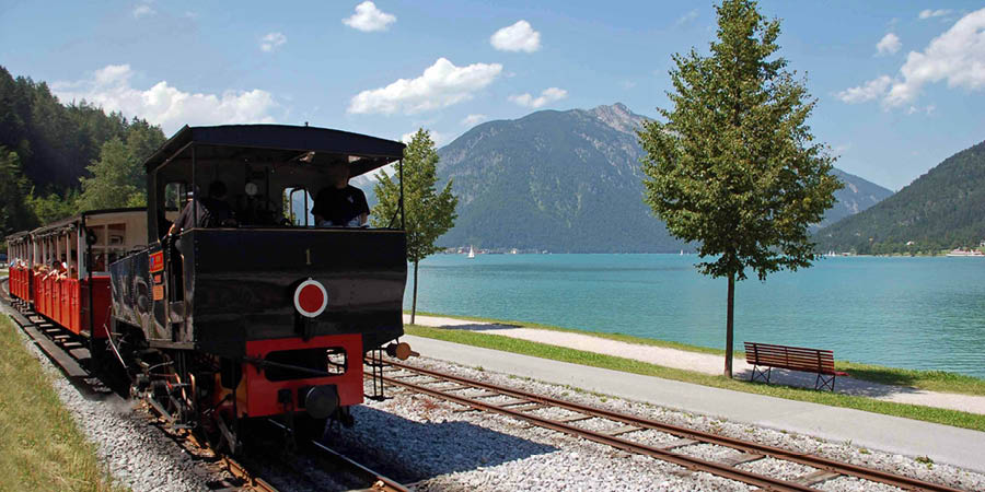 Viewing turquoise Achensee from the Karwendel Valley